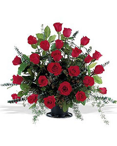 Basket of two dozen red roses