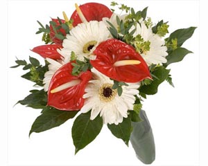 Bouquet of gerberas, anthurium and green