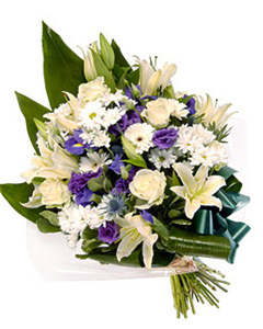 White Lily Rose Funeral Posy