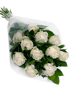 Dozen white roses