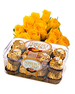 15 Yellow Roses and Ferrero Rocher