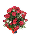 Red roses arranged