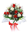 Mixed bouquet of red & white roses